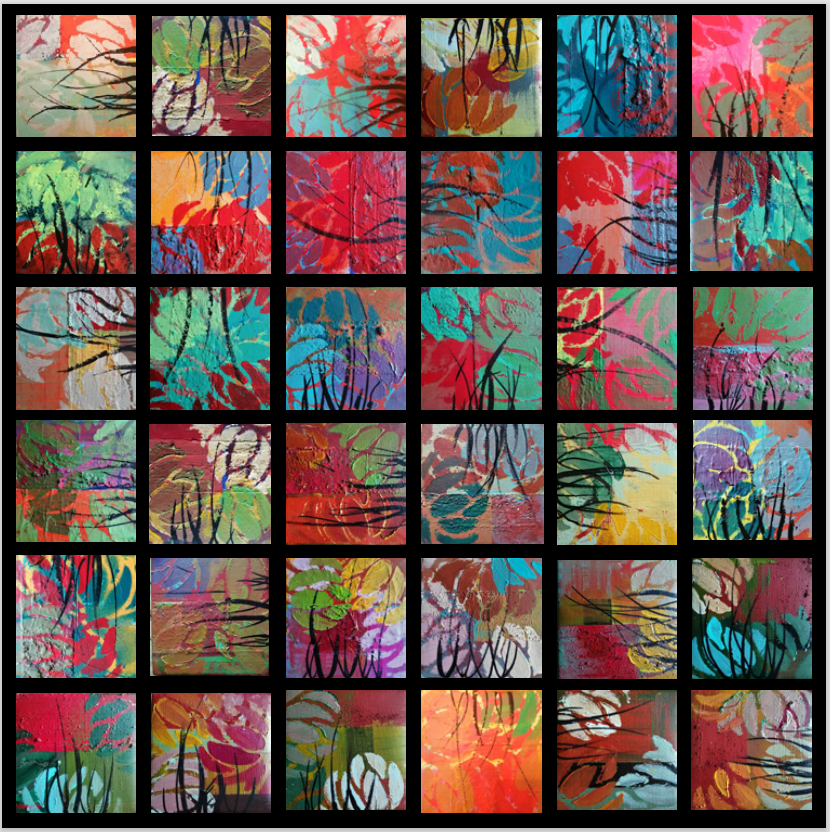 36 petites toiles modulables de 12 x 12 cm